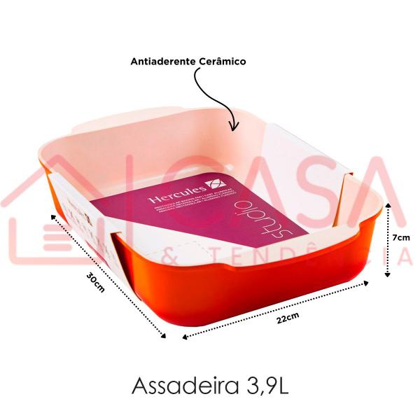 Imagem de Assadeira Trevessa Hercules Retangular Laranja Antiaderente Ceramico 30X22cm 3,9L