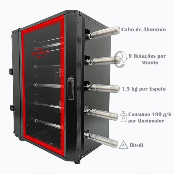 Imagem de Assador a Gás 5 Espetos Rotativos Spolu Spl-600 SpoGrill