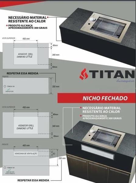 Imagem de Assador Grill De Embutir Diamond Little Titan Gás Glp Bivolt