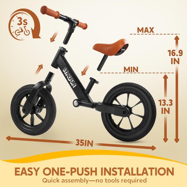 Imagem de Assento ajustável para crianças Balance Bike SYNCFUN, de 2 a 5 anos, preto