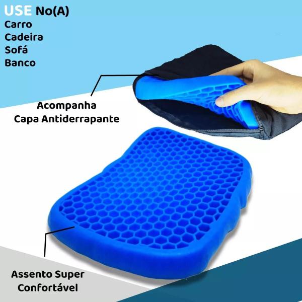 Imagem de Assento Almofada Ortopédica Silicone Tipo Colmeia Com Capa