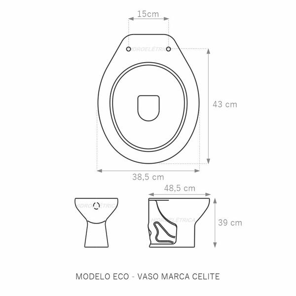 Imagem de Assento Almofadado Eco Branco Tampa para Vaso Celite