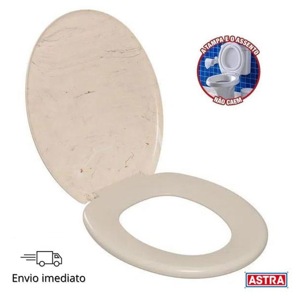 Imagem de Assento astra oval tampa privada universal bege marmorizado