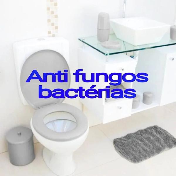 Imagem de assento cadeira sanitário tampa de vaso anatômico macio universal cinza claro