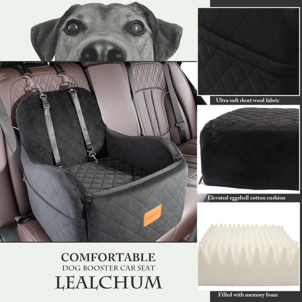 Imagem de Assento de carro Dog Booster Lealchum para animais de estimação pequenos/médios, preto