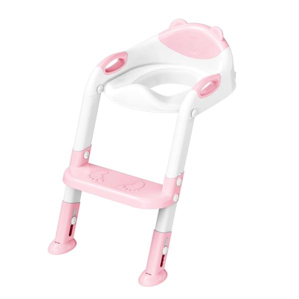 Imagem de Assento de treinamento Potty SKYROKU com escada de degrau rosa