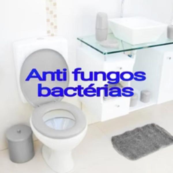 Imagem de Assento De Vaso Sanitário Universal Cinza Clara Macia Anti Fungos e Bactérias