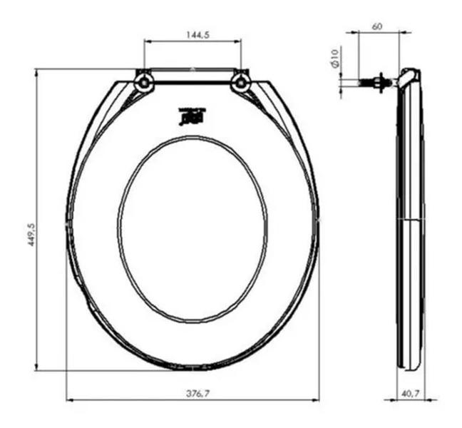 Imagem de Assento De Vaso Sanitário Universal Oval  Herc Envelopado Preto,Branco,Bege,Caramelo E Cinza Claro