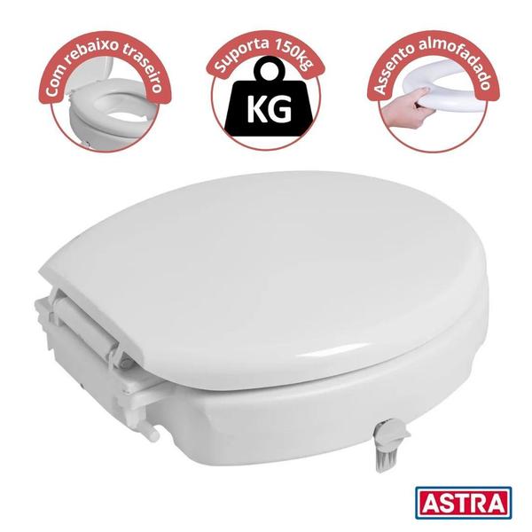 Imagem de Assento Elevado Almofadado Oval 7cm PNE com Trava Astra