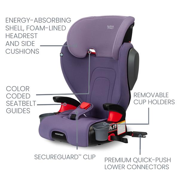 Imagem de Assento elevatório BRITAX Highpoint sem encosto SafeWash Purple Ombre