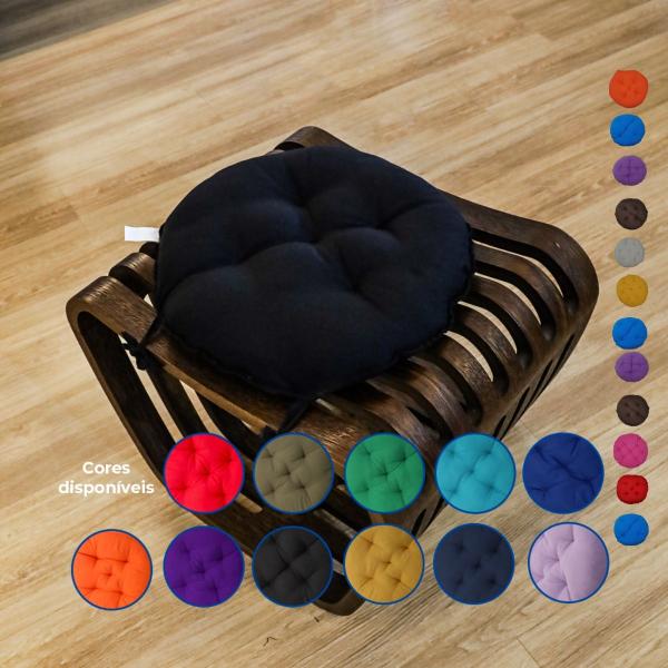 Imagem de Assento Futton Liso Redondo Decorativo Macio 40cm C/Diversas Cores Futon Para Cadeira Sofá Pallet Decorativa