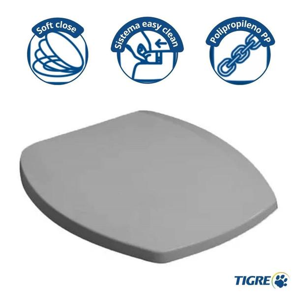 Assento Incepa Thema Cinza Soft Close Easy Clean Tigre PP Imagem de Assento Incepa Thema Cinza Soft Close Easy Clean Tigre PP