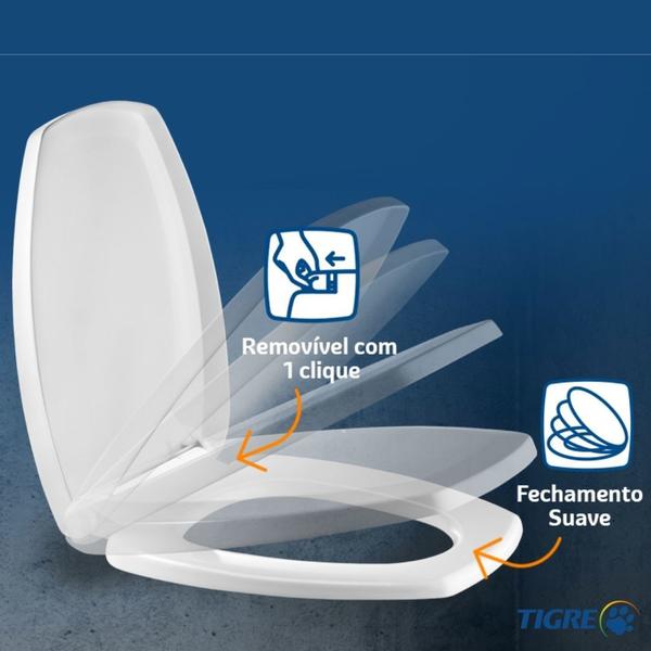 Assento Incepa Thema Cinza Soft Close Easy Clean Tigre PP Imagem de Assento Incepa Thema Cinza Soft Close Easy Clean Tigre PP
