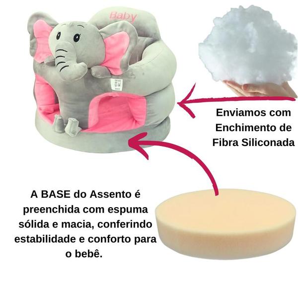 Imagem de Assento Infantil De Apoio Para Bebê Manter A Postura  Sentar - Elefante Rosa/Cinza Baby