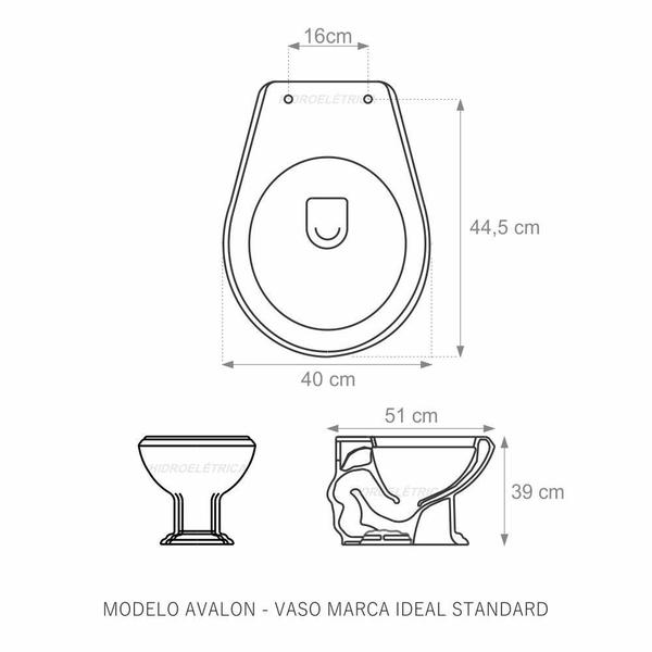 Imagem de Assento Laqueado Avalon Preto Tampa Para Vaso Ideal Em Mdf