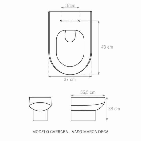 Imagem de Assento Laqueado Carrara Cinza Real (Claro) Tampa Vaso Deca