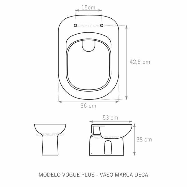 Imagem de Assento Laqueado Vogue Plus Cinza Claro Tampa Para Vaso Deca