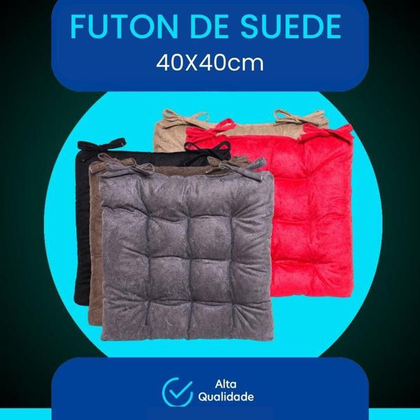 Imagem de Assento Para Cadeira Futon Suede Com Fitas Para Amarrar Para Bancos Banqu 40x40cm - Artesanal Teares