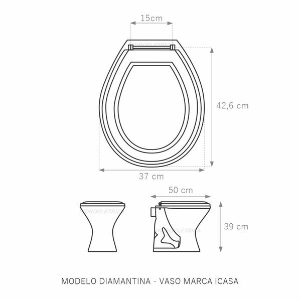 Imagem de Assento Poliéster Laminado Diamantina Branco Tampa para Vaso Icasa 1.6Gpf 6lpf