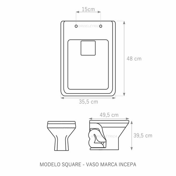 Assento Poliéster Laminado Square Biscuit Tampa para Vaso Incepa - LOJAROCCA Imagem de Assento Poliéster Laminado Square Biscuit Tampa para Vaso Incepa