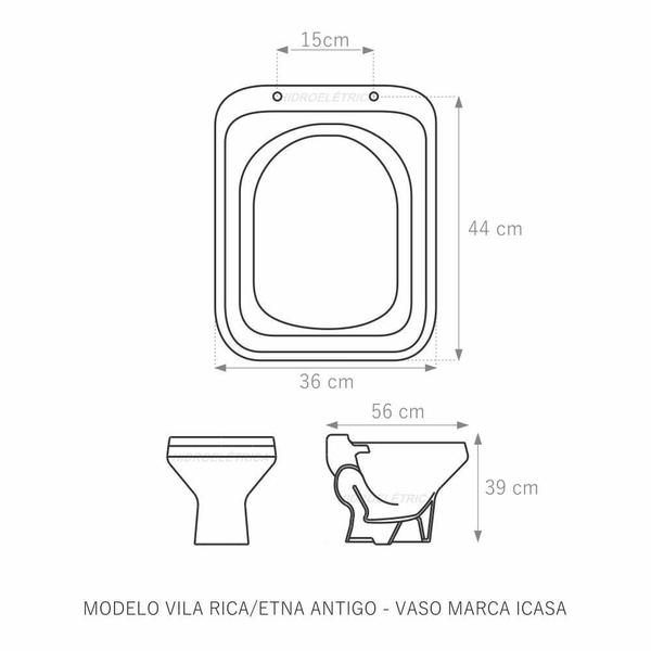 Imagem de Assento Poliéster Laminado Vila Rica Branco Tampa Vaso Icasa