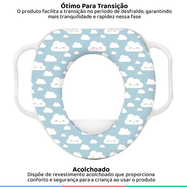 Imagem de Assento Redutor Infantil Com Alça Para Vaso Sanitário +12 Meses Azul Nuvem Buba