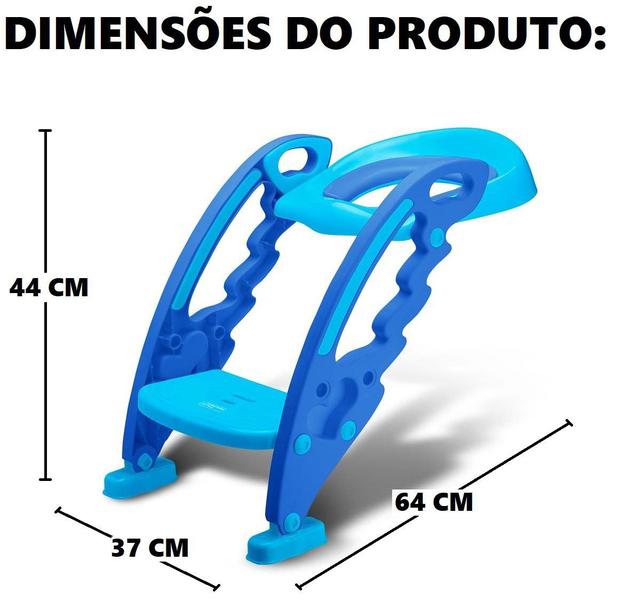 Imagem de Assento Redutor Infantil Com Escada Dobrável Para Vaso Sanitário Azul Multikids