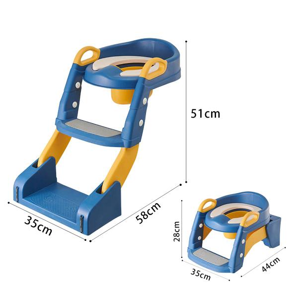 Imagem de Assento Redutor Infantil com Escada para Vaso Sanitário Troninho Dobrável Criança Bebê Desfralde