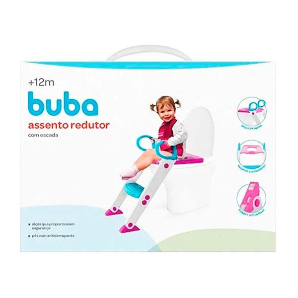 Imagem de Assento Redutor Infantil para Bebê - com Escada - Rosa - Buba