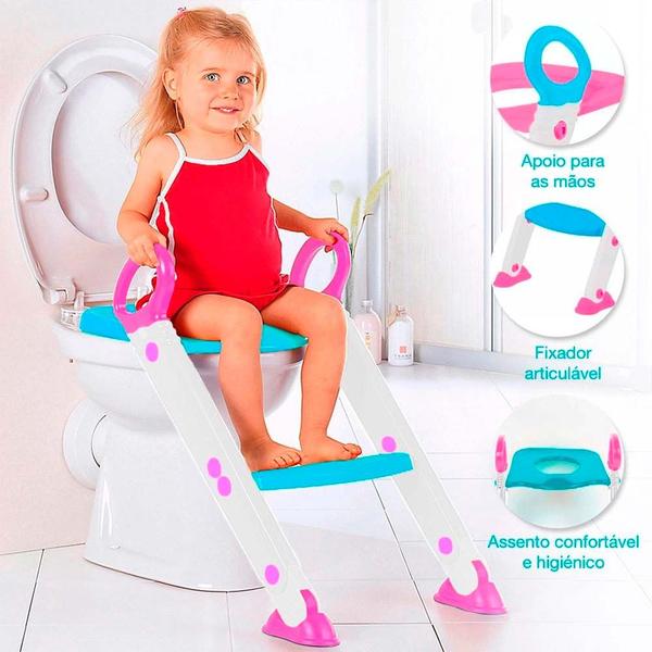 Imagem de Assento Redutor Infantil para Bebê - com Escada - Rosa - Buba