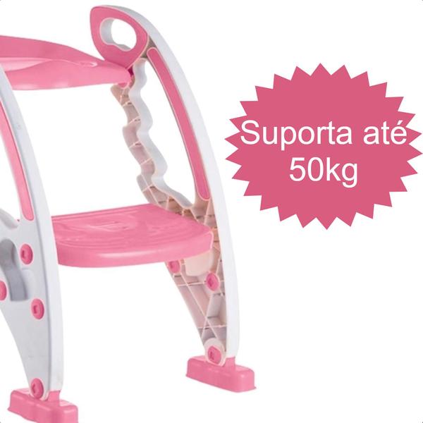 Imagem de Assento Redutor New Style Infantil Dobrável Fácil De Guardar Degrau Integrado Até 50kg 3 Anos KaBaby Rosa - 22008R