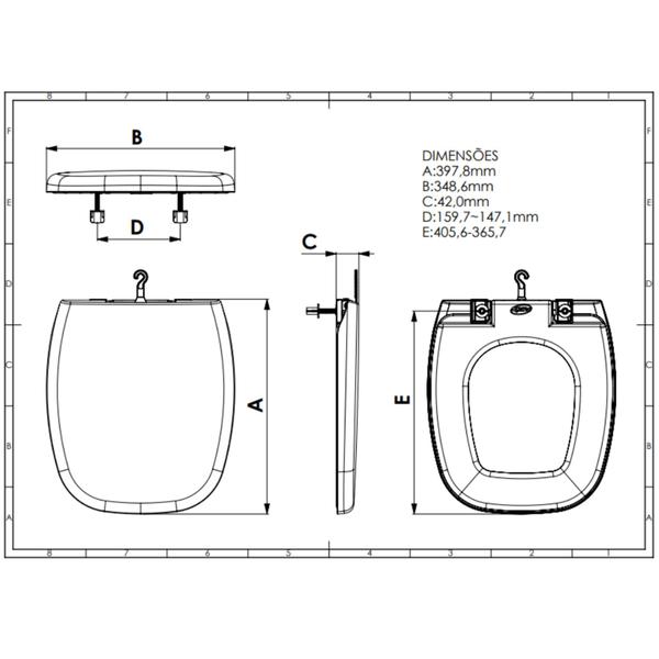 Imagem de Assento Sanitário Almofadado Art Branco Com Dimensão 397,8 x 348,6 x 42mm