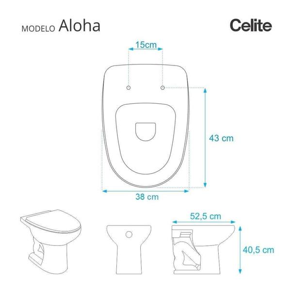 Imagem de Assento Sanitário Almofadado Astra Aloha Up Branco para Vaso Celite