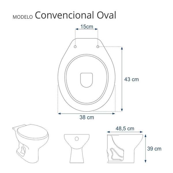 Imagem de Assento Sanitário Almofadado Astra Convencional Oval Universal Branco