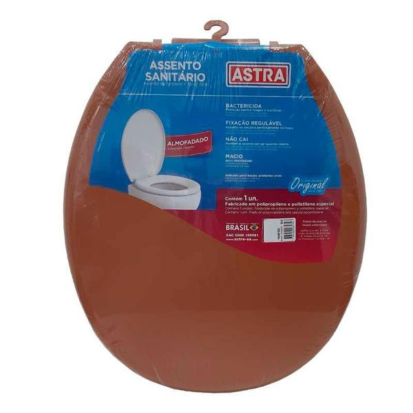 Imagem de Assento Sanitário Almofadado Astra Convencional Oval Universal Caramelo