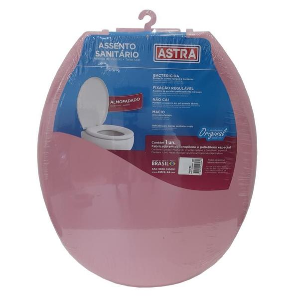 Imagem de Assento Sanitário Almofadado Astra Convencional Oval Universal Rosa Claro