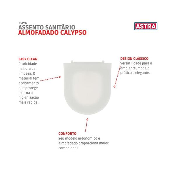 Imagem de Assento Sanitário Almofadado Calypso TCP/K Branco Astra