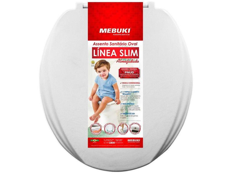 Imagem de Assento Sanitário Almofadado com Tampa - Mebuki Slim Branco