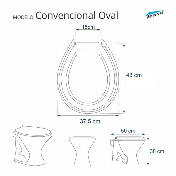 Imagem de Assento Sanitario Almofadado Convencional Oval Areia Para Vaso Icasa