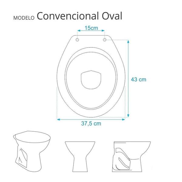 Imagem de Assento Sanitario Almofadado Convencional Oval Marfim para vaso Celite com Ferragem Dourada