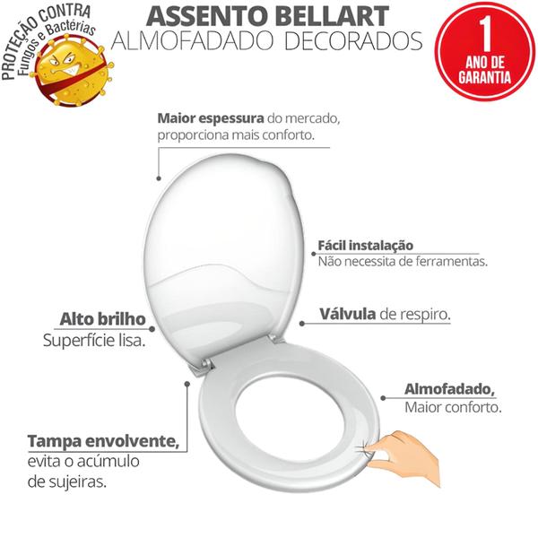 Imagem de Assento Sanitário Almofadado Durín Bellart Decorado Marinheiro Branco - Durin