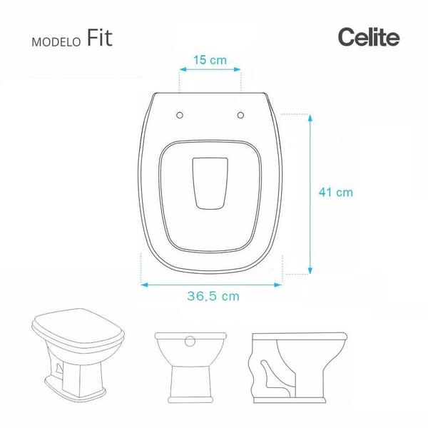 Imagem de Assento Sanitário Almofadado Fit Bege Claro para vaso Celite