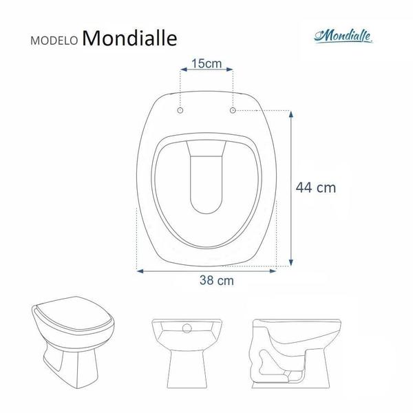 Imagem de Assento Sanitário Almofadado Hawaii Branco para vaso Mondialle