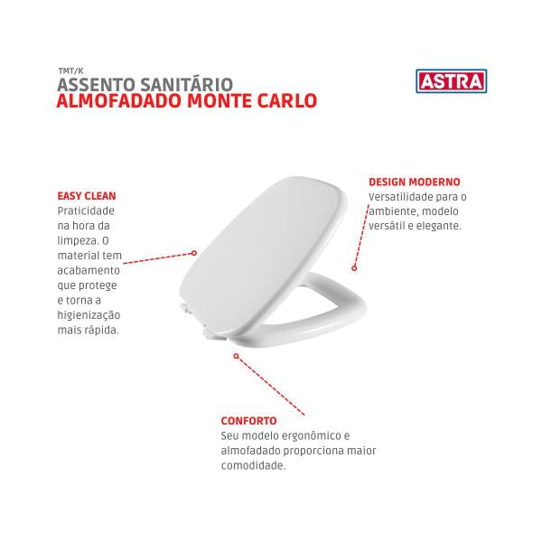 Imagem de Assento Sanitário Almofadado Monte Carlo TMT/K Branco Gelo Astra