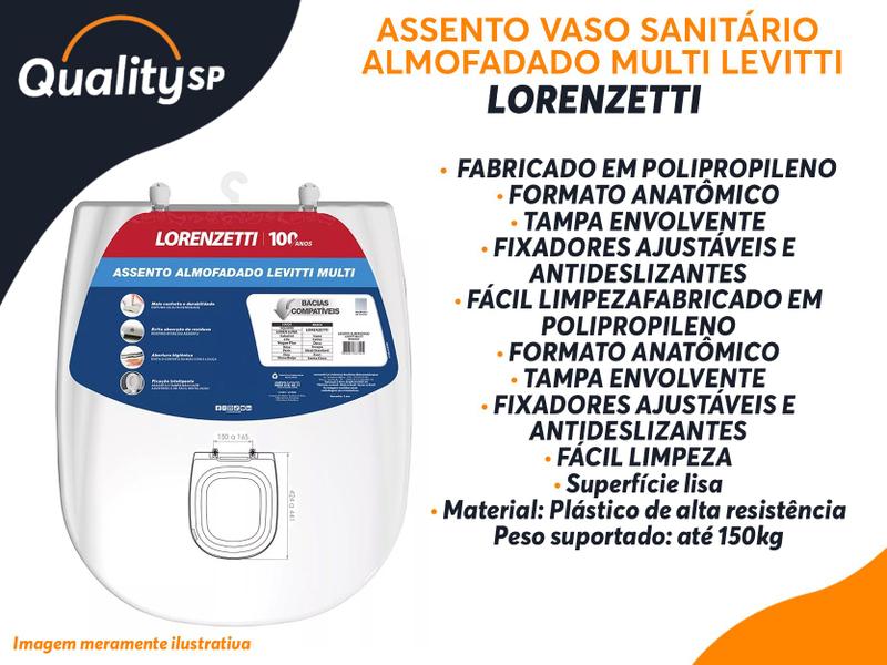 Imagem de Assento Sanitário Almofadado Multi Levitti Lorenzetti Branco