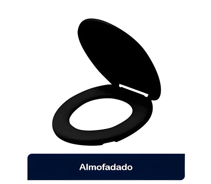 Imagem de Assento Sanitário Almofadado Oval Preto Slim Mebuki