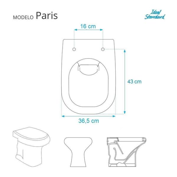 Imagem de Assento Sanitário Almofadado Paris Bege Claro para vaso Ideal Standard