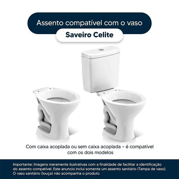 Imagem de Assento Sanitário Almofadado Saveiro Pergamon (Bege Claro) para vaso Celite