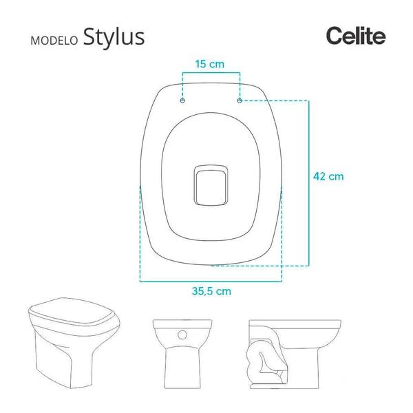 Imagem de Assento Sanitário Almofadado Stylus Bege Claro para vaso Celite