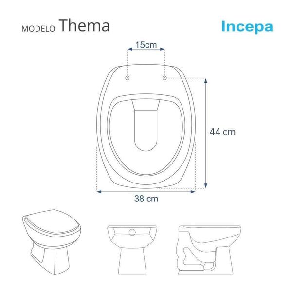 Imagem de Assento Sanitario Almofadado Thema Bege Claro (Biscuit) para vaso Incepa